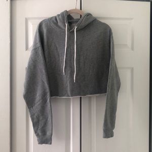 Wildfable cropped gray hooded pullover sweatshirt